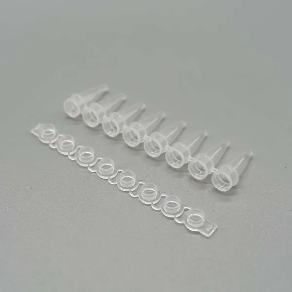 Imagem de Tiras com 8 Tubos para PCR tubo separado e tampa ótica PP 0 2 mL tampa plana transparente sem DNase/RNase (qPCR)